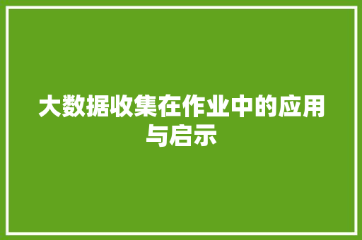 大数据收集在作业中的应用与启示