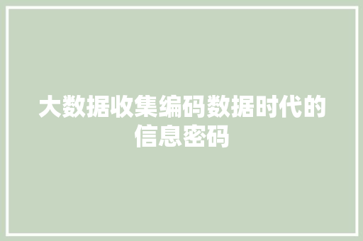 大数据收集编码数据时代的信息密码