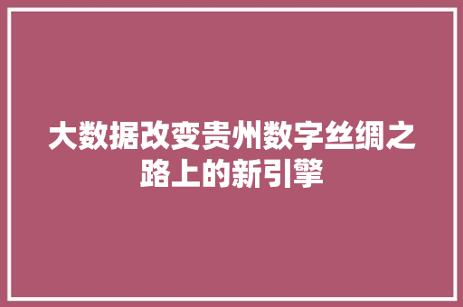 大数据改变贵州数字丝绸之路上的新引擎  第1张