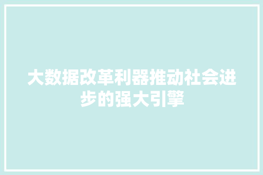 大数据改革利器推动社会进步的强大引擎
