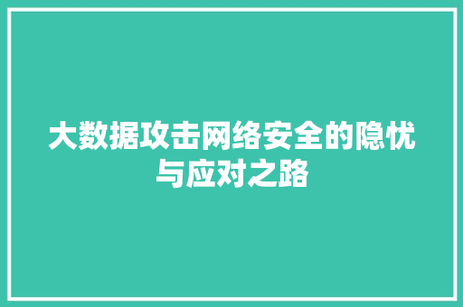 大数据攻击网络安全的隐忧与应对之路  第1张