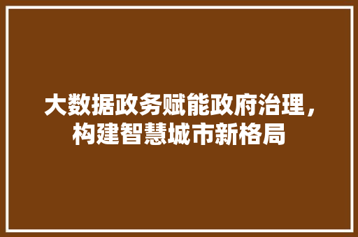大数据政务赋能政府治理，构建智慧城市新格局