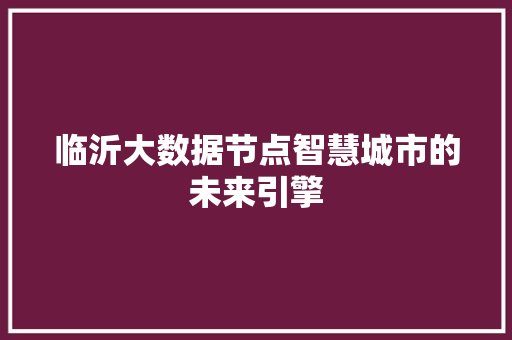 临沂大数据节点智慧城市的未来引擎