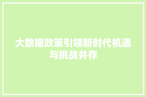 大数据政策引领新时代机遇与挑战并存
