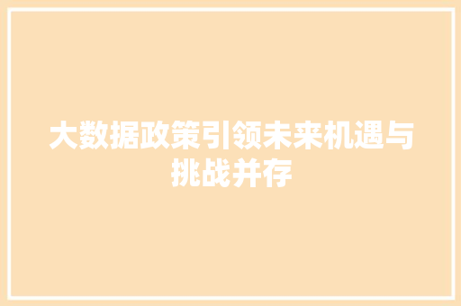 大数据政策引领未来机遇与挑战并存