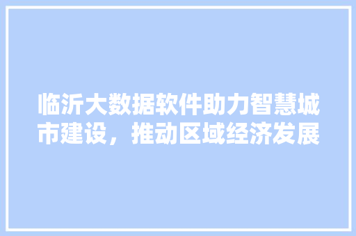 临沂大数据软件助力智慧城市建设，推动区域经济发展