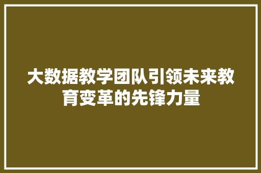 大数据教学团队引领未来教育变革的先锋力量  第1张