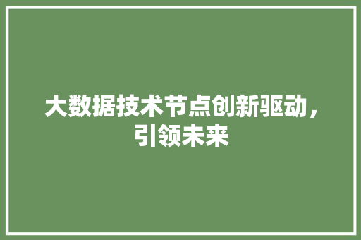 大数据技术节点创新驱动，引领未来