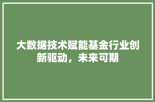 大数据技术赋能基金行业创新驱动，未来可期