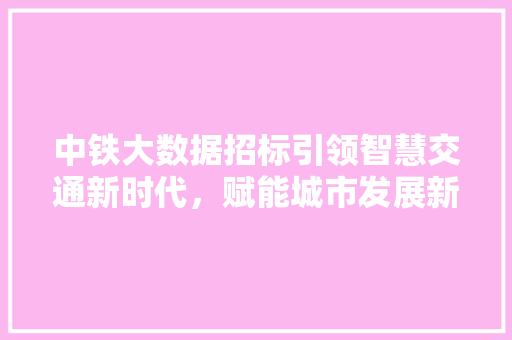 中铁大数据招标引领智慧交通新时代，赋能城市发展新动能