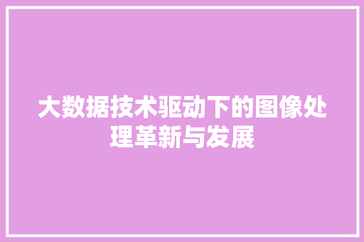 大数据技术驱动下的图像处理革新与发展  第1张