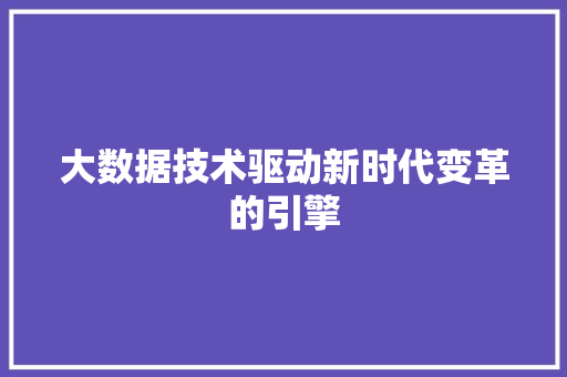 大数据技术驱动新时代变革的引擎