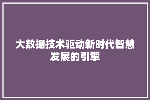 大数据技术驱动新时代智慧发展的引擎