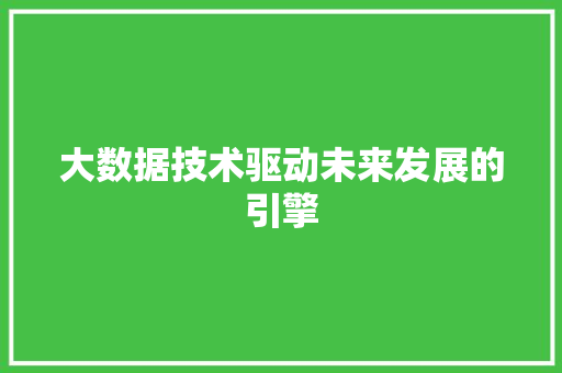 大数据技术驱动未来发展的引擎