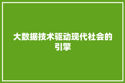大数据技术驱动现代社会的引擎