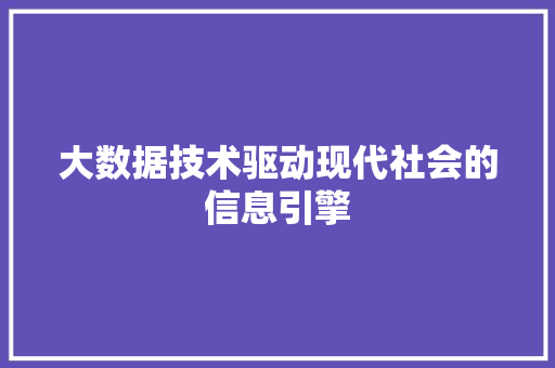 大数据技术驱动现代社会的信息引擎  第1张