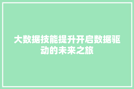 大数据技能提升开启数据驱动的未来之旅  第1张