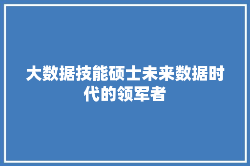 大数据技能硕士未来数据时代的领军者