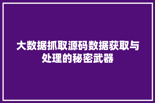 大数据抓取源码数据获取与处理的秘密武器  第1张