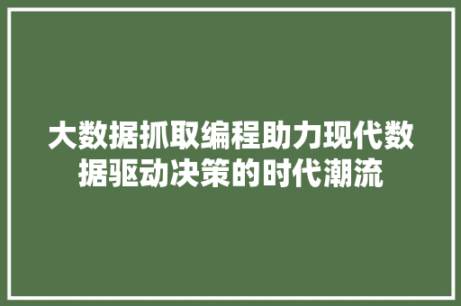 大数据抓取编程助力现代数据驱动决策的时代潮流  第1张