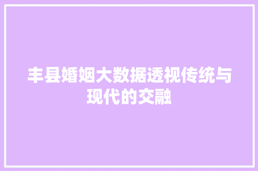 丰县婚姻大数据透视传统与现代的交融