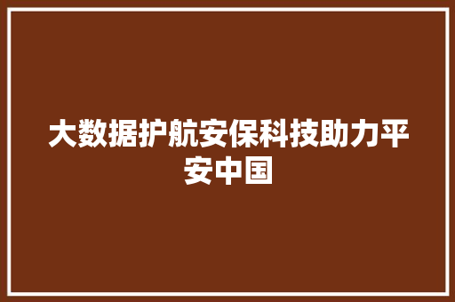 大数据护航安保科技助力平安中国