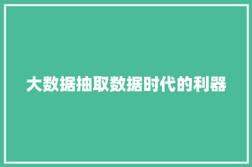 大数据抽取数据时代的利器