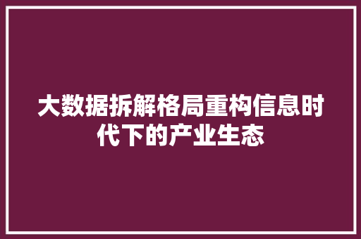 大数据拆解格局重构信息时代下的产业生态
