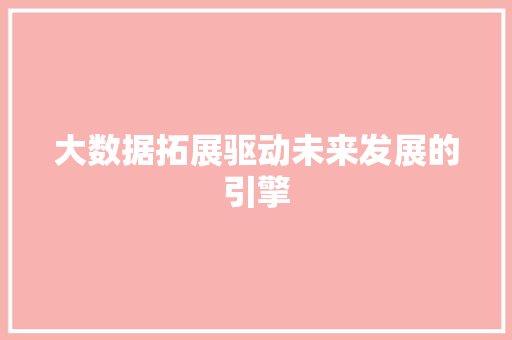 大数据拓展驱动未来发展的引擎