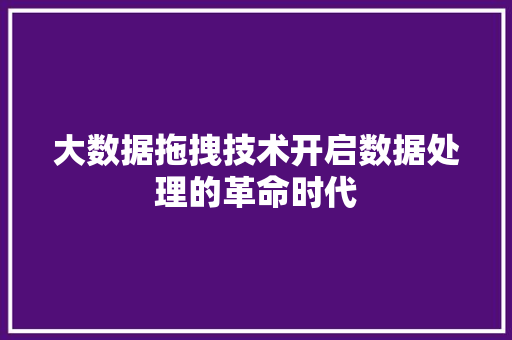 大数据拖拽技术开启数据处理的革命时代
