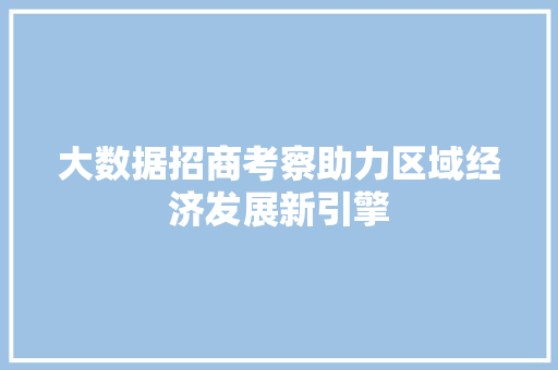 大数据招商考察助力区域经济发展新引擎