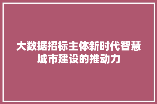 大数据招标主体新时代智慧城市建设的推动力  第1张