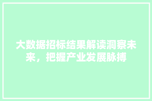 大数据招标结果解读洞察未来，把握产业发展脉搏