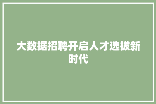 大数据招聘开启人才选拔新时代