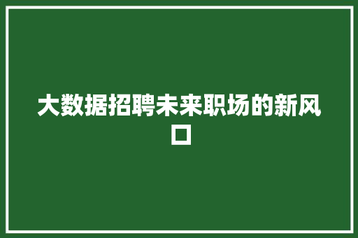 大数据招聘未来职场的新风口
