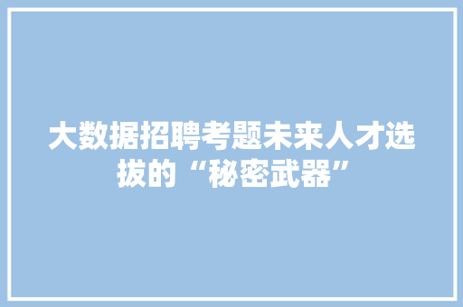 大数据招聘考题未来人才选拔的“秘密武器”