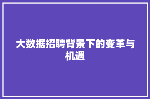 大数据招聘背景下的变革与机遇