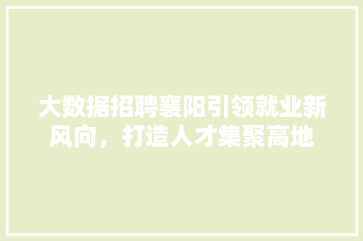 大数据招聘襄阳引领就业新风向，打造人才集聚高地  第1张