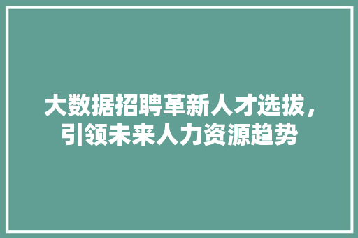 大数据招聘革新人才选拔，引领未来人力资源趋势
