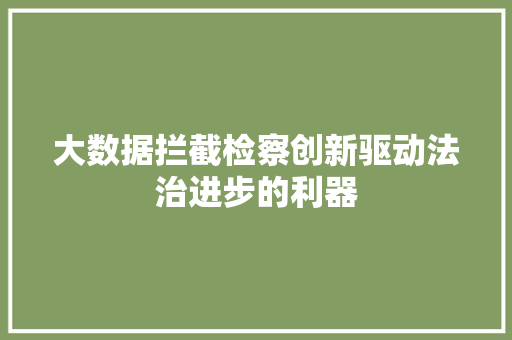 大数据拦截检察创新驱动法治进步的利器  第1张