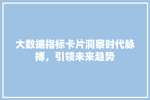大数据指标卡片洞察时代脉搏，引领未来趋势