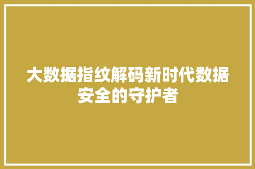 大数据指纹解码新时代数据安全的守护者