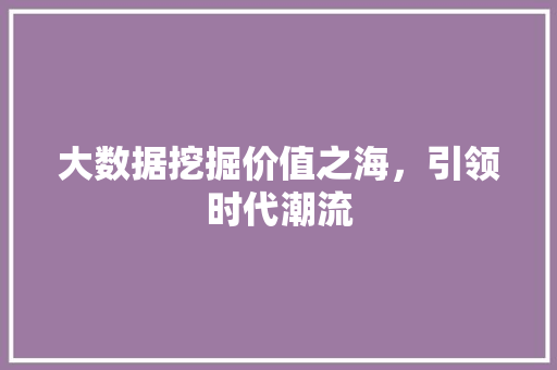 大数据挖掘价值之海，引领时代潮流  第1张