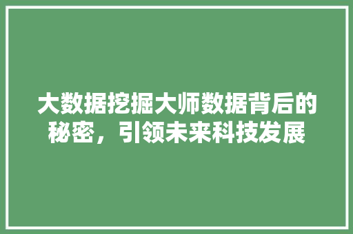 大数据挖掘大师数据背后的秘密，引领未来科技发展