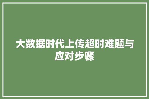 大数据时代上传超时难题与应对步骤  第1张