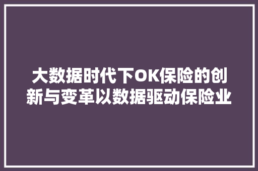 大数据时代下OK保险的创新与变革以数据驱动保险业未来  第1张