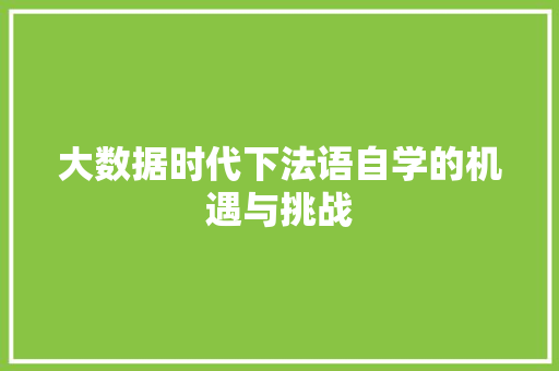 大数据时代下法语自学的机遇与挑战