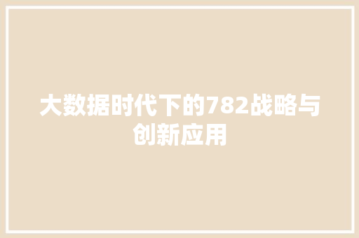 大数据时代下的782战略与创新应用  第1张