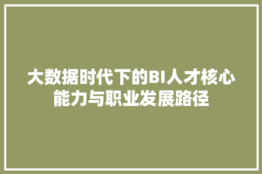 大数据时代下的BI人才核心能力与职业发展路径