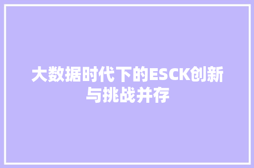 大数据时代下的ESCK创新与挑战并存  第1张